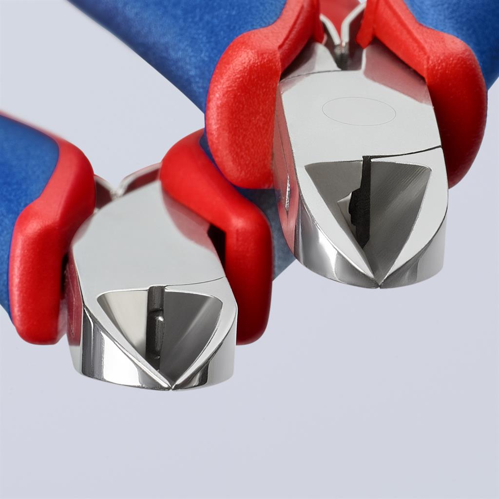 Клещи диагонални резачки, синьо-червена ръкохватка 115мм, с отваряща пружина, Knipex