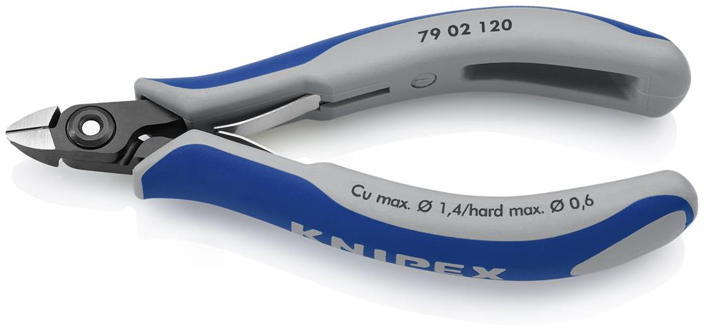 Клещи диагонални резачки, синьо-сива ръкохватка 120мм, с отваряща пружина, Knipex