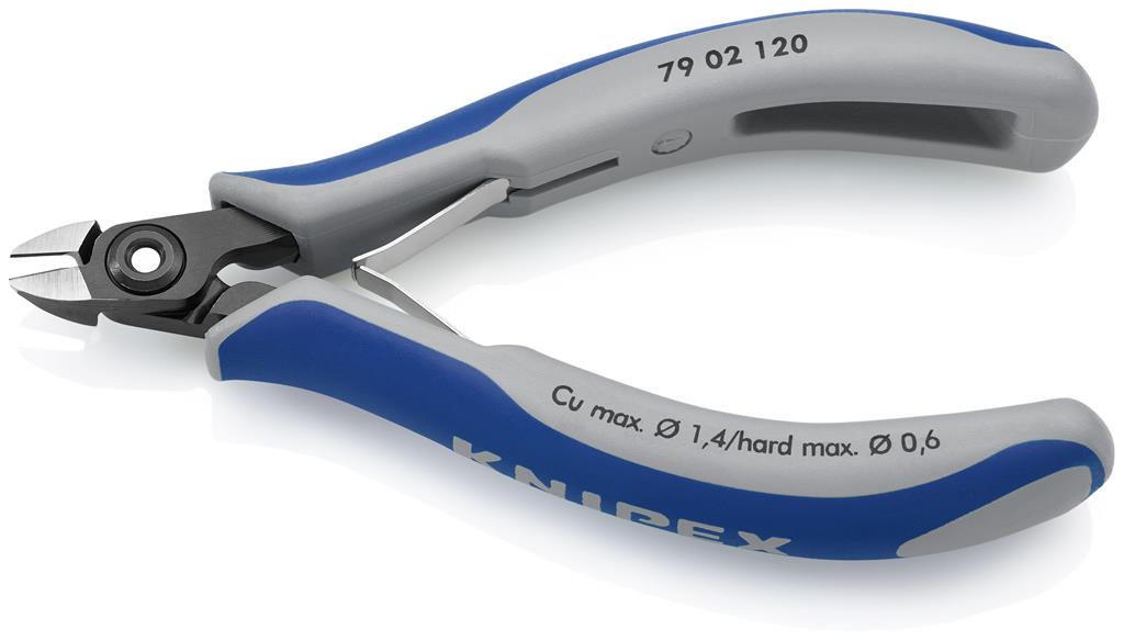 Клещи диагонални резачки, синьо-сива ръкохватка 120мм, с отваряща пружина, Knipex