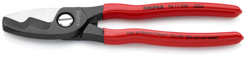 Ножици за рязане на кабел до 70мм2, червена ръкохватка 200мм, Knipex