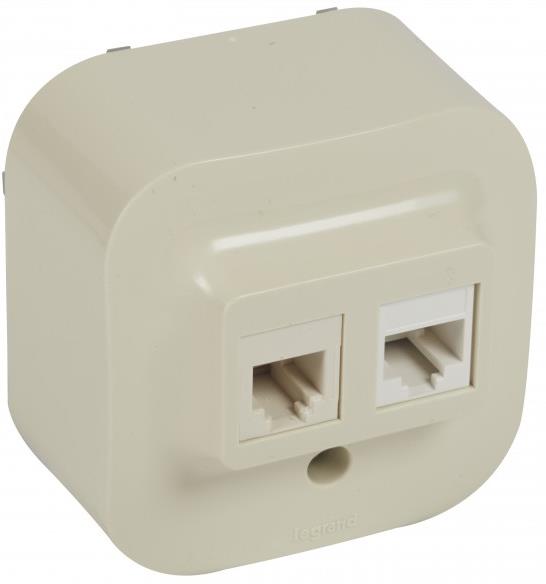 Розетка RJ11+RJ45 cat.5e IP21 открит монтаж цвят Крем Forix Legrand