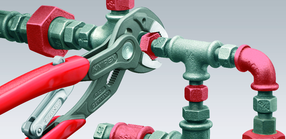 Клещи раздвижени SmartGrip, червена ръкохватка 250мм, Knipex