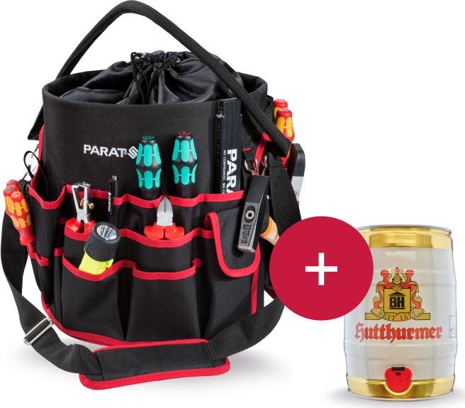 Чанта тип кофа BASIC Bucket с 49 джоба за над 50 инструмента и отделение за телефон от синтетичен текстил PARAT