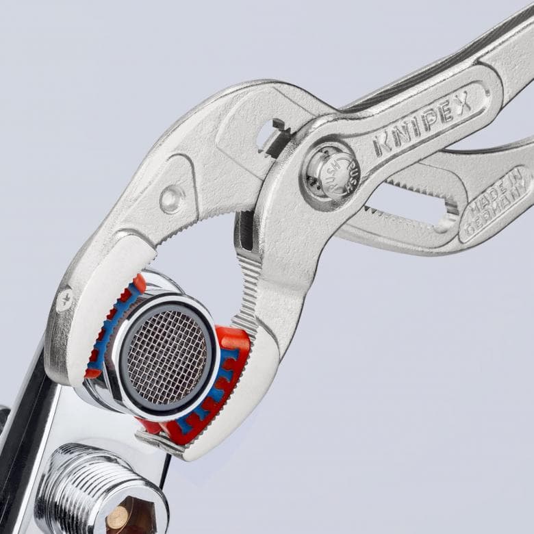 Клещи за сифони и ВиК връзки, с PVC челюсти, хромирани, червена ръкохватка 250мм, Knipex