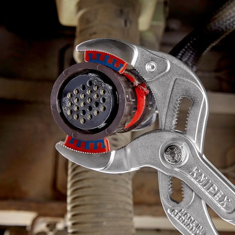 Клещи за сифони и ВиК връзки, с PVC челюсти, хромирани, червена ръкохватка 250мм, Knipex