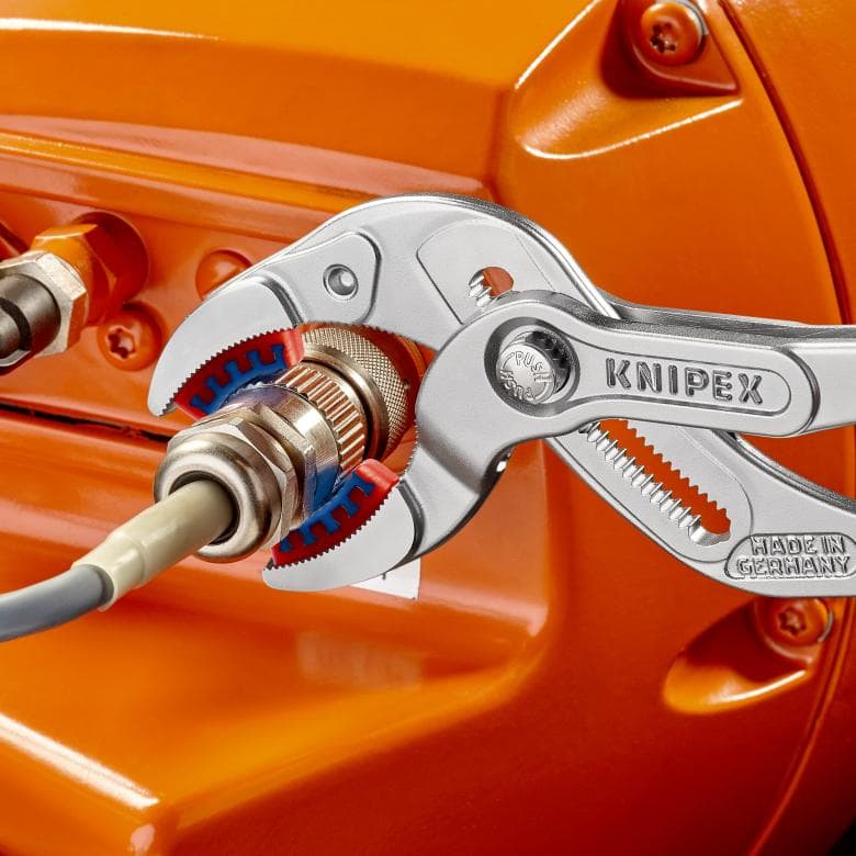 Клещи за сифони и ВиК връзки, с PVC челюсти, хромирани, червена ръкохватка 250мм, Knipex