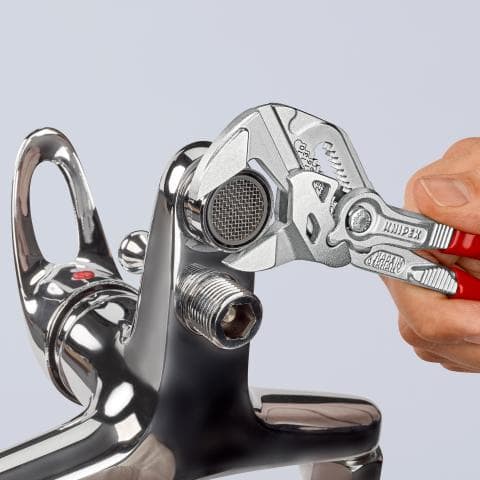 Клещи раздвижени, хромирани, червена ръкохватка 180мм, Knipex