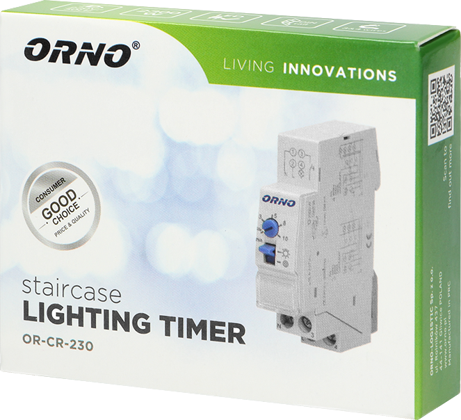 Стълбищен автомат, 1x 0.5m-10m, 10A, 230Vac 1 мод., ORNO