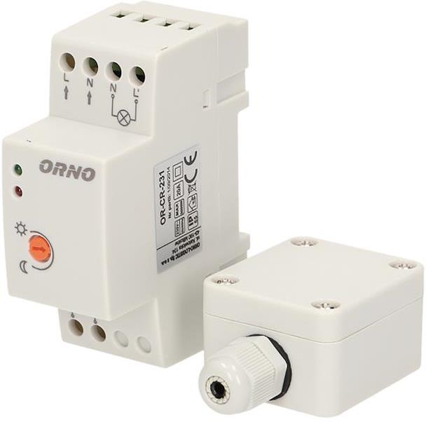 Датчик за осветеност, за DIN монтаж, 3000W, комплект с фотоклетка IP65, ORNO