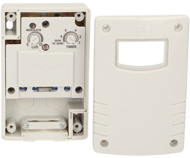 Датчик за осветеност, за открит монтаж на стена, с таймер, 1200W, IP44, ORNO