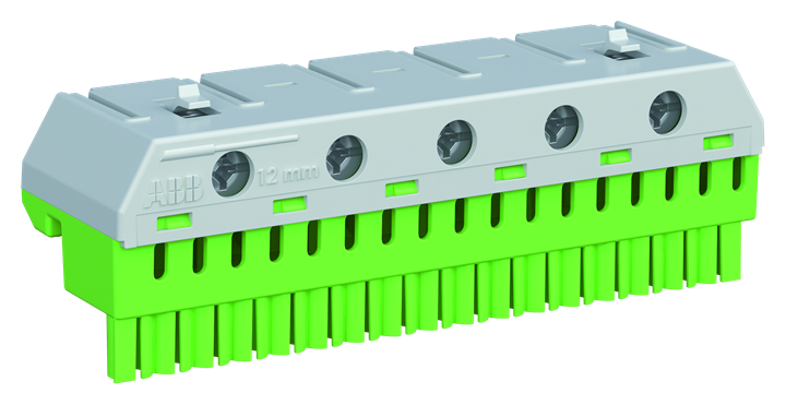 Клема изолирана ЗЕЛЕНА 5х25mm2 + 17х4mm2 63A ABB