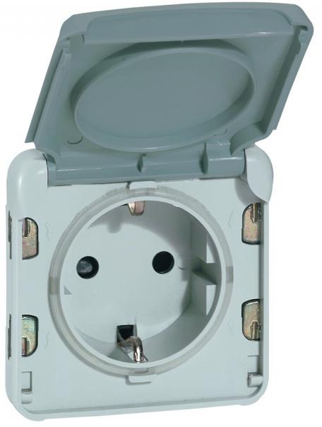 Контакт шуко за вграждане авт. клеми IP55 цвят Сив Plexo Legrand /до изчерпване/