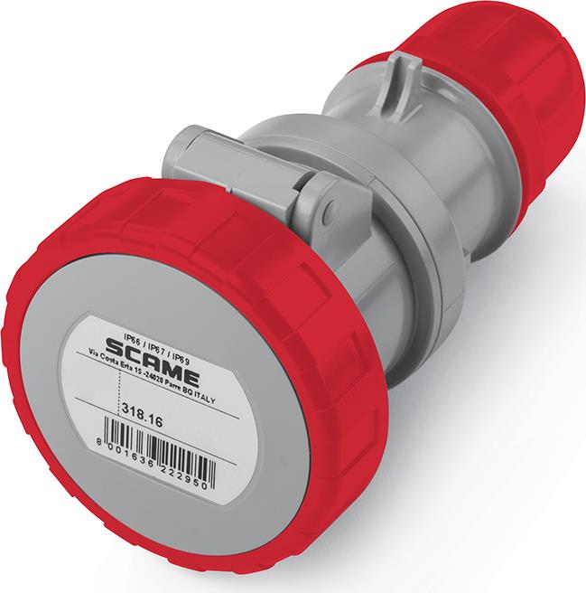 Промишлен подвижен контакт 3P+Е 16A IP66/67, 6h серия Optima Scame