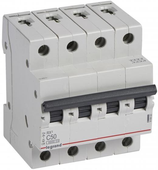 Автоматичен прекъсвач RX3 4P 50A крива С 6kA MC Legrand