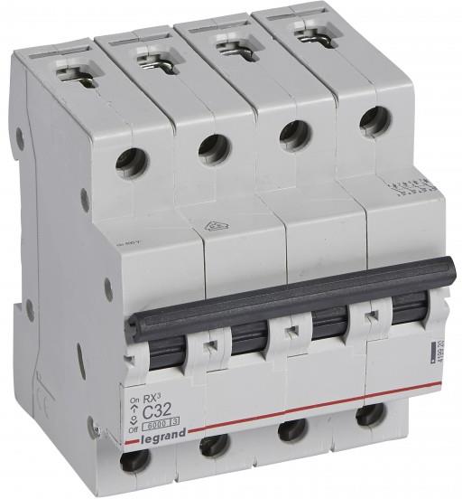 Автоматичен прекъсвач RX3 4P 32A крива С 6kA MC Legrand