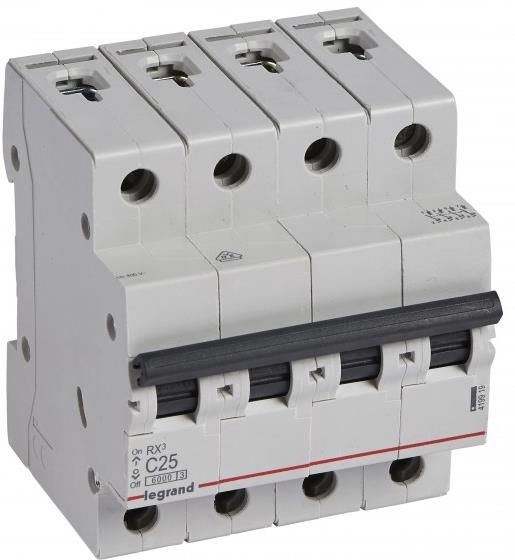 Автоматичен прекъсвач RX3 4P 25A крива С 6kA MC Legrand