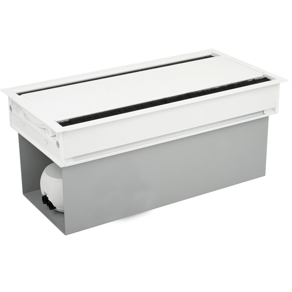 Метален капак Conference MAX, двустранен достъп, с основа за модули, бял, ABL