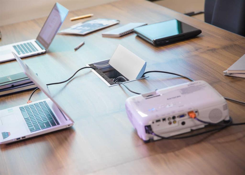 Метален капак Conference MID, двустранен достъп, с основа за модули, алуминий, ABL