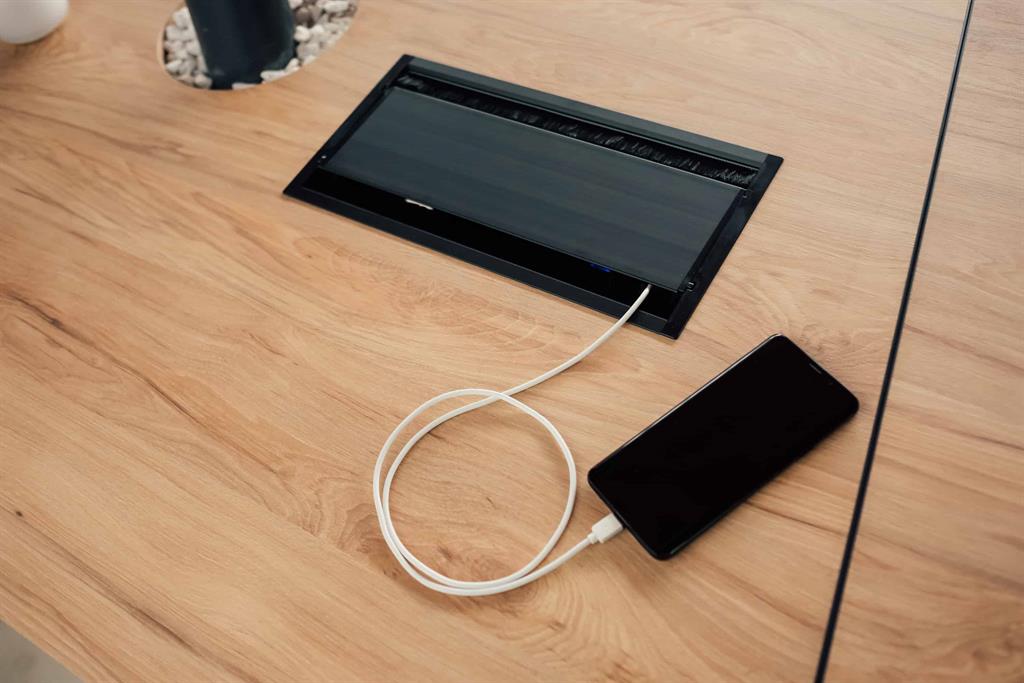 Метален капак Conference MAX, двустранен достъп, с основа за модули, черен, ABL