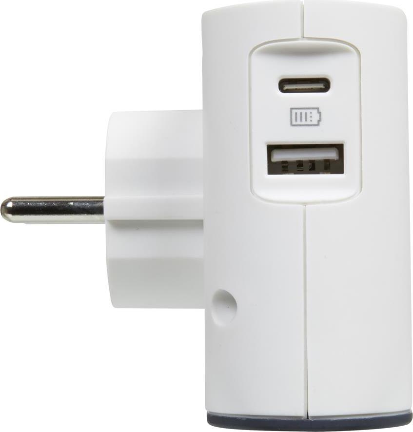 Адаптер за контакт плосък 2х Евро контакт 6A и USB A+C NEW Legrand