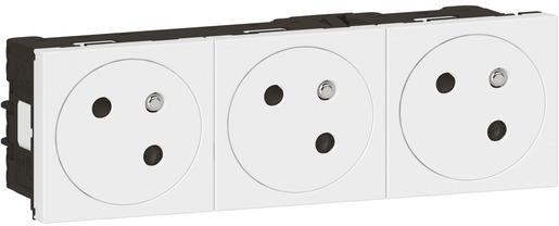 Контакт ФРЕНСКИ стандарт ТРОЕН 45° плосък 6 мод. цвят бял Mosaic Legrand