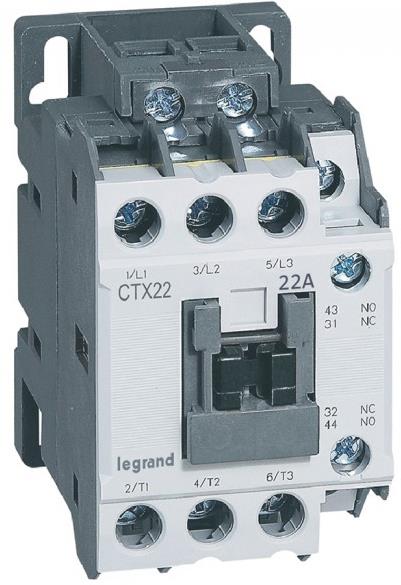 Контактор CTX3-22 3P 11kW (22A AC-3) 1NO-1NC 24Vdc Legrand
