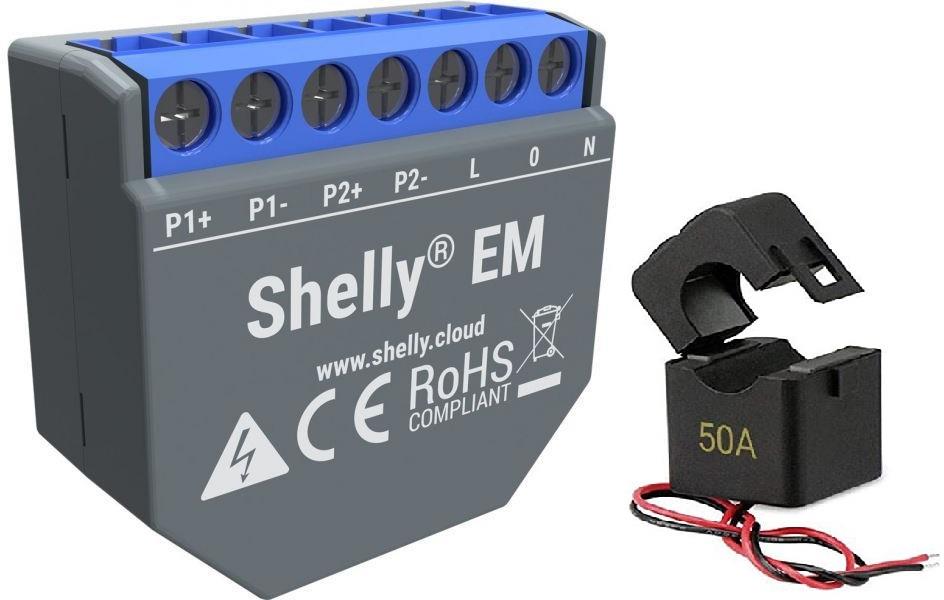 Микромодул Smart монофазен мерител 2х до 120A Shelly EM - 262207S