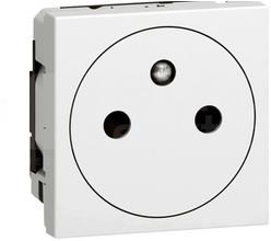 Контакт ФРЕНСКИ стандарт автоматични клеми плосък 2 мод. цвят бял Mosaic Legrand