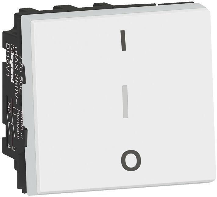 Двуполюсен ключ 10A 1-0 надпис 2 мод. Easy-Led Mosaic NEW Legrand