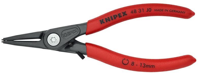 Зегер клещи прецизни, Ø8-13мм, червена ръкохватка 140мм, с ограничител, Knipex