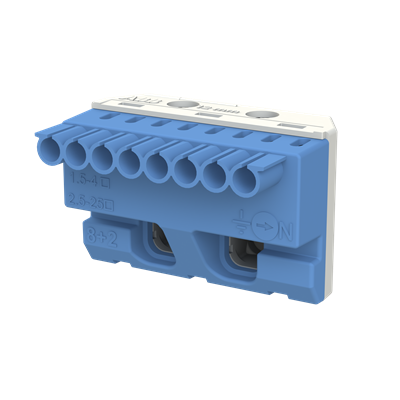 Клема изолирана СИНЯ 2х25mm2 + 8х4mm2 63A ABB