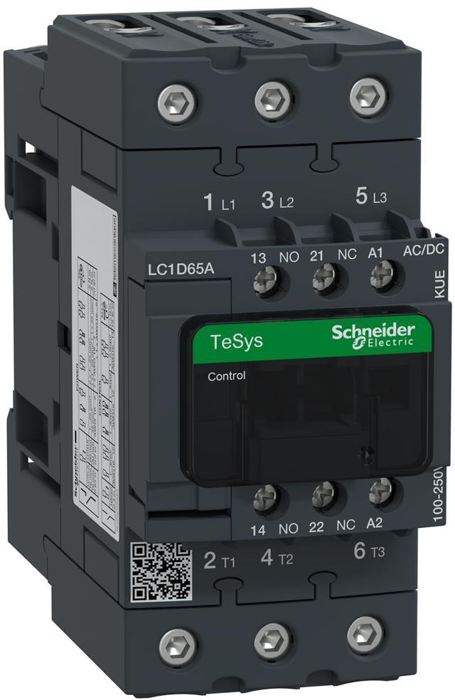 Контактор TeSys D 3P 30kW (65A AC-3) 1NO-1NC 100...250V 50/60Hz EverLink SE