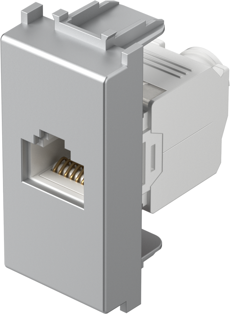 Розетка RJ45 Cat.6A UTP 1 мод. цвят Сребро мат Modul TEM