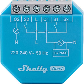 Микромодул Smart реле 2х On/Off 3A БЕЗ НЕУТРАЛА Shelly 2L Gen4 - 074333