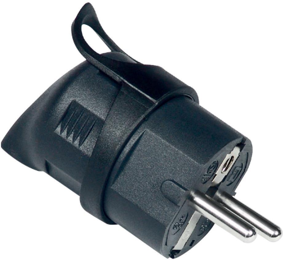 Щепсел черен 2P+Т 16A ІР20 250V ъглов Commel