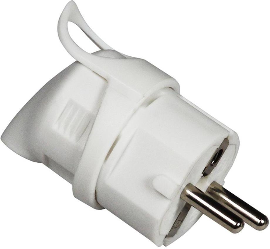 Щепсел бял 2P+Т 16A ІР20 250V ъглов Commel