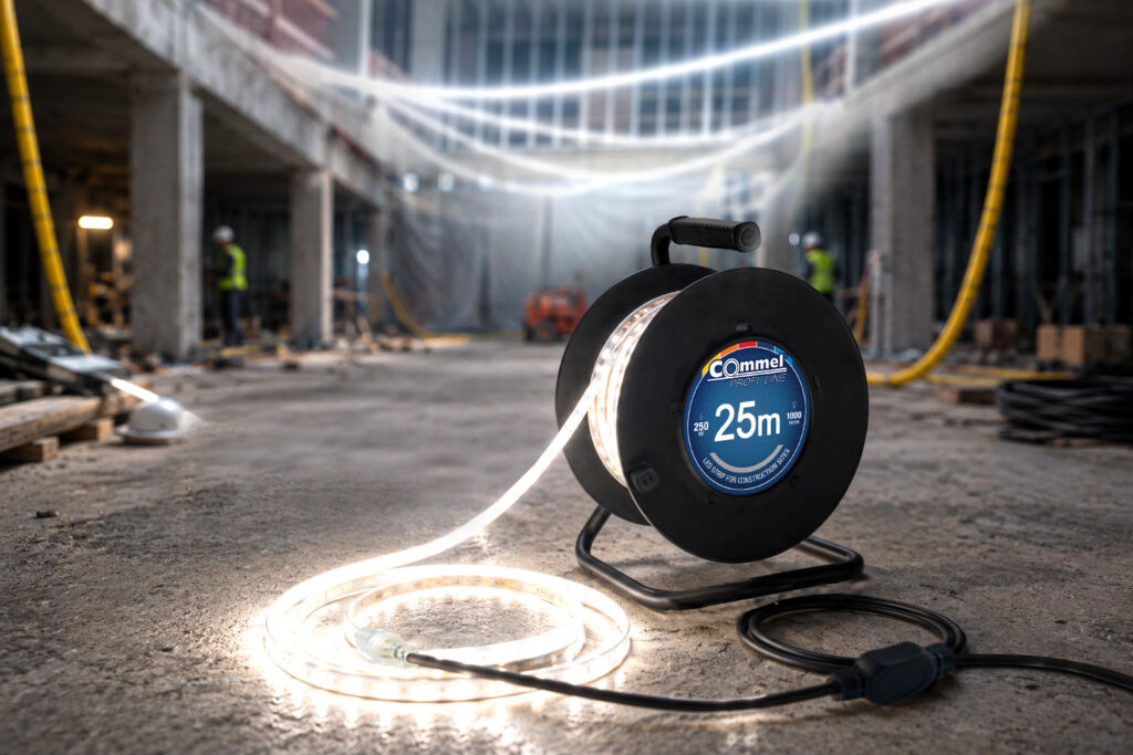 Работна лампа 250W 25000lm 4000K LED лента 230V IP65 на макара 25м Commel