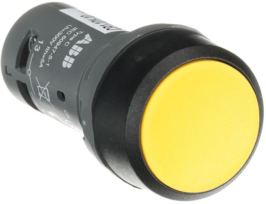 Бутон жълт CP1-10Y-10 1NO пластмасов ринг Ø22mm Compact ABB