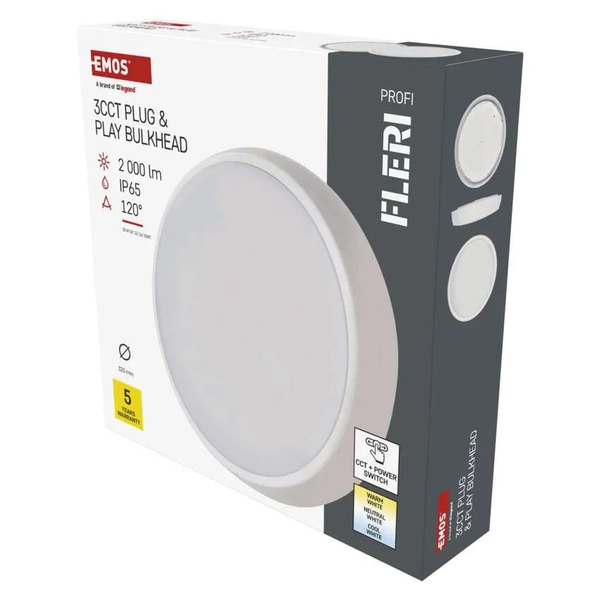 Плафон LED DN320 20W CCT 2000lm 120° 50000h IP65 FLERI EMOS
