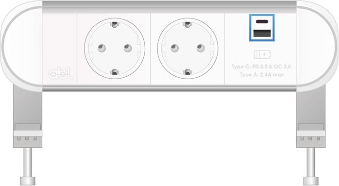 Модул Chroma 3M с 2х Шуко и USB тип A+C PD 35W, цвят Бял/Бял, ABL