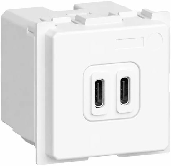 Розетка 2xUSB за зареждане тип C+C PD 20W 2 мод. цвят Бял Light Now Bticino