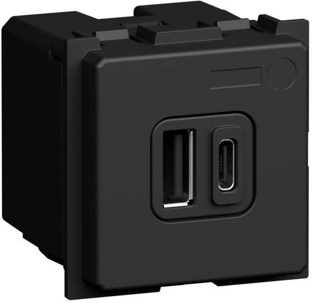 Розетка 2xUSB за зареждане тип A+C PD 20W 2 мод. цвят Графит Light Now Bticino