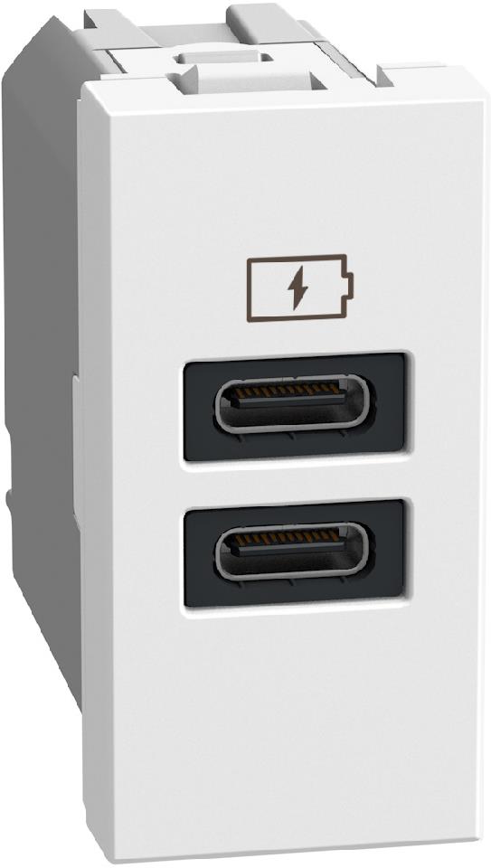 Розетка 2xUSB за зареждане тип C+C PD 20W 1 мод. цвят Бял Light Now Bticino