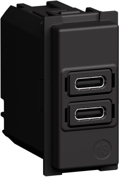 Розетка 2xUSB за зареждане тип C+C PD 20W 1 мод. Living Now Bticino
