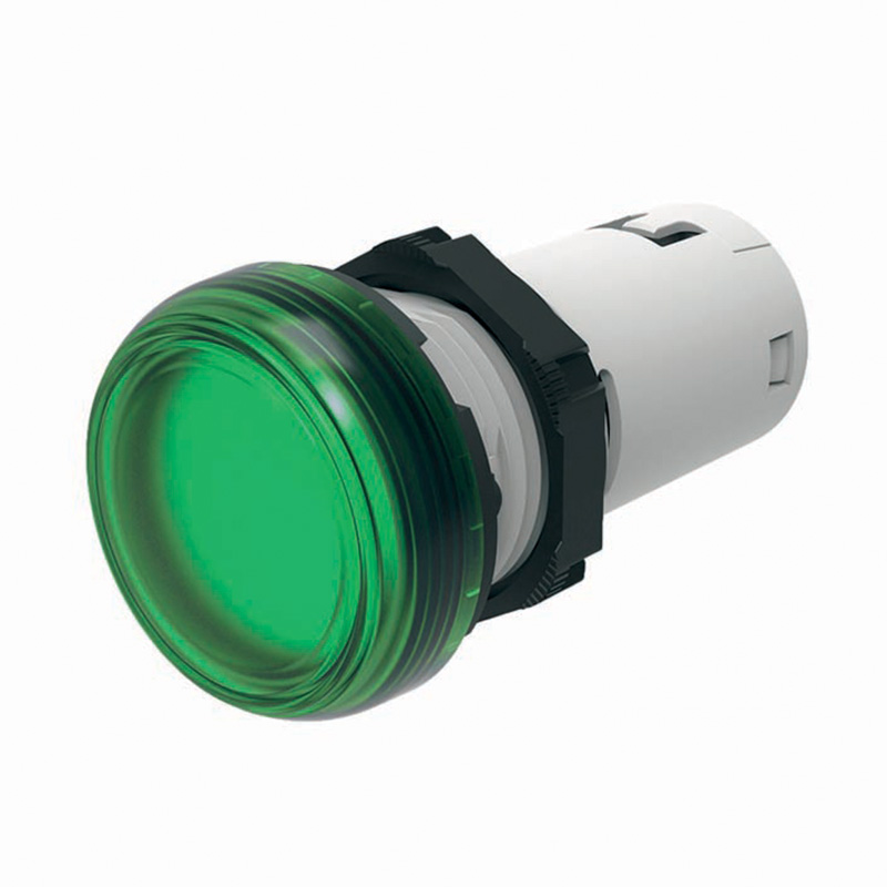 Сигнална лампа LED монолитна зелена 220...230Vac Ø22mm IP66 Compact Scame