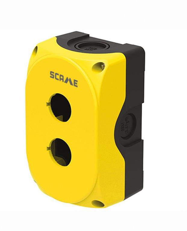 Бутониера празна с 2 отвора Ø22mm жълта IP66 Compact Scame