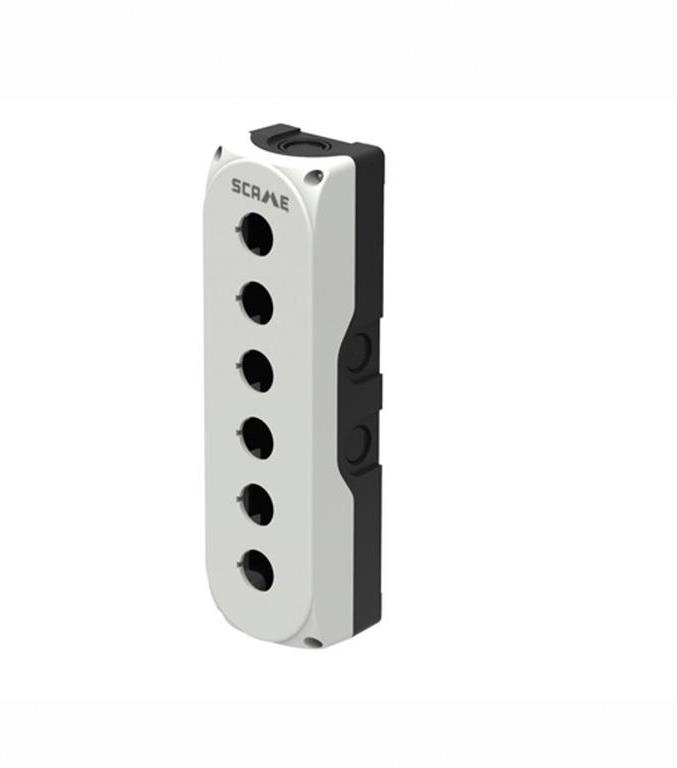 Бутониера празна с 6 отвора Ø22mm сива IP66 Compact Scame