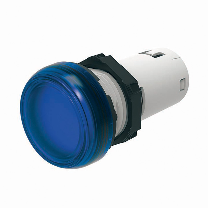 Сигнална лампа LED монолитна синя 220...230Vac Ø22mm IP66 Compact Scame