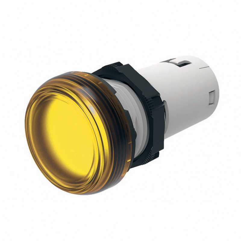 Сигнална лампа LED монолитна жълта 220...230Vac Ø22mm IP66 Compact Scame