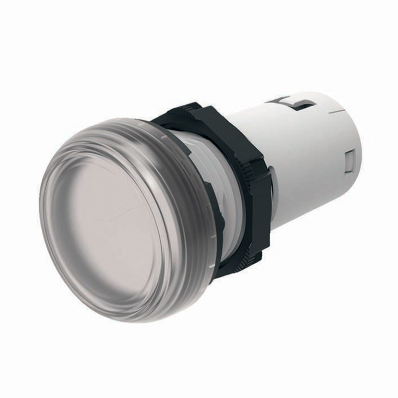 Сигнална лампа LED монолитна бяла 220...230Vac Ø22mm IP66 Compact Scame